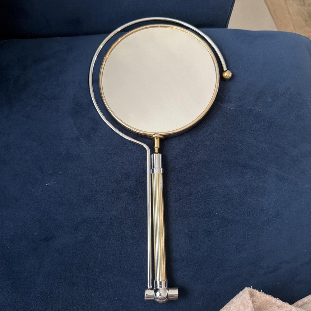 vtg rare mid century‎ French Brass Adjustable Hanging Table Magnifying Mirror